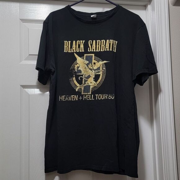 Vintage Black Sabbath Heaven +‎ Hell Tour 80 Black / Gold Shirt Mens Sz XL  READ - Picture 1 of 5